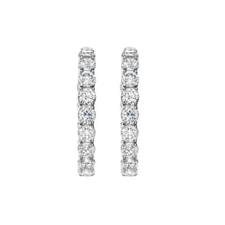 Round Cut 3.90 Carats Sparkling Natural Earth Mined Diamonds Women Hoop Earrings Gold 14K
