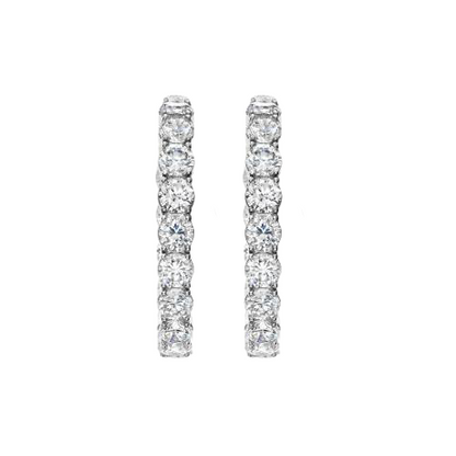 Round Cut 3.90 Carats Sparkling Natural Earth Mined Diamonds Women Hoop Earrings Gold 14K