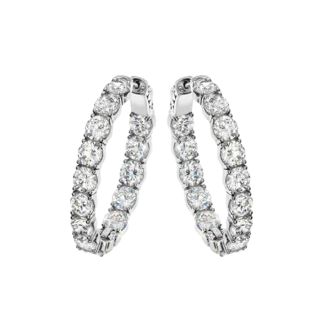 Round Cut 3.90 Carats Sparkling Natural Earth Mined Diamonds Women Hoop Earrings Gold 14K