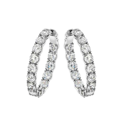 Round Cut 3.90 Carats Sparkling Natural Earth Mined Diamonds Women Hoop Earrings Gold 14K