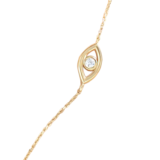 Round Lab Grown Diamond Bracelet 1 Carat Bezel Set Yellow Gold 14K