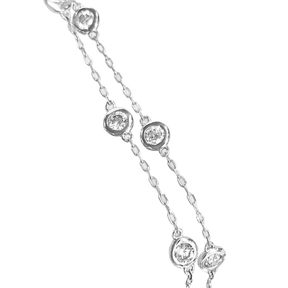 Round Lab Grown Mined Diamond By The Yard White Gold 14K Chain Bracelet 3 Ct