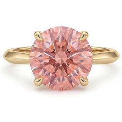 Round Lab Grown Padparadscha Solitaire Ring 14K Yellow Gold