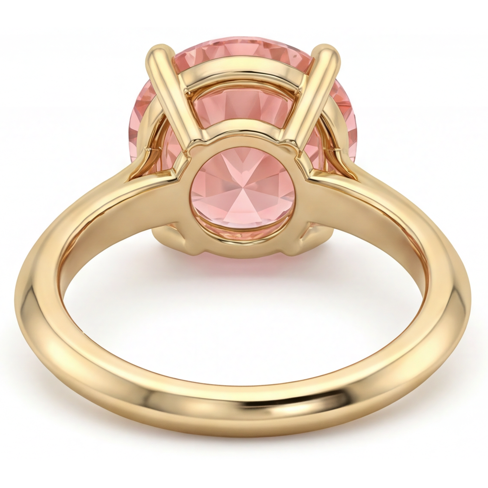 Round Lab Grown Padparadscha Solitaire Ring 14K Yellow Gold