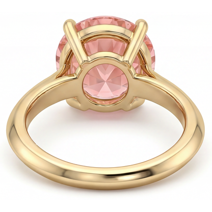 Round Lab Grown Padparadscha Solitaire Ring 14K Yellow Gold