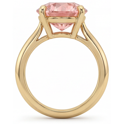 Round Lab Grown Padparadscha Solitaire Ring 14K Yellow Gold