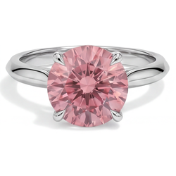 Round Padparadscha Solitaire Ring Natural 14K White Gold