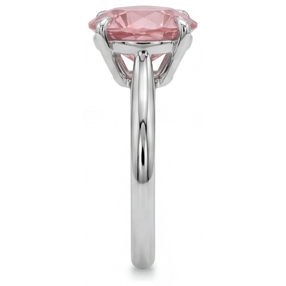 Round Padparadscha Solitaire Ring Natural 14K White Gold