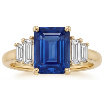 Colored Stone Ring 14K Yellow Gold with Royal Blue Sapphire – main view