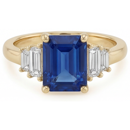 Authentic Royal Blue Sapphire Colored Stone Ring – front view