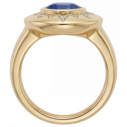 Authentic Royal Blue Sapphire Gemstone Ring – angle view