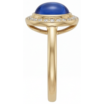 Natural Royal Blue Sapphire Gemstone Ring 3.75 ct 14 Karat Yellow Gold – angle view