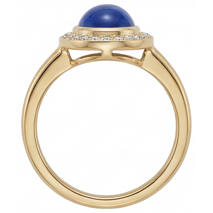 Gemstone Ring 14 Karat Yellow Gold with Royal Blue Sapphire – profile view