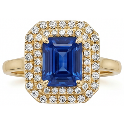 Royal Blue Sapphire Gemstone Ring 4-ct 14K Yellow Gold – main view