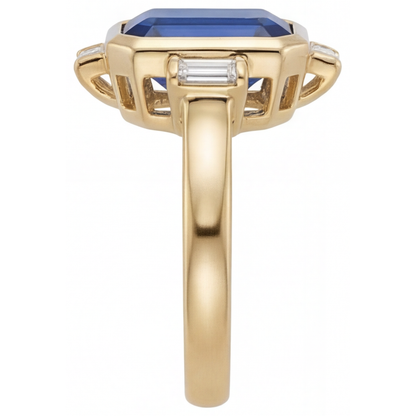 Fine Royal Blue Sapphire Precious Stone Ring 4.80 ct – profile view