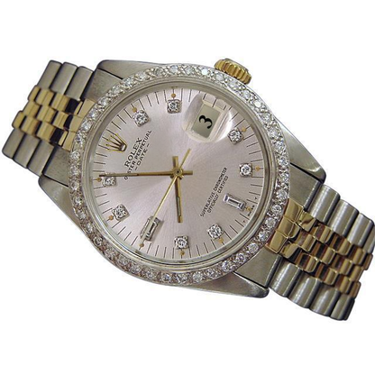 Silver Diamond Dial Bezel Rolex Date Men Watch Stainless steel Jubilee Bracelet
