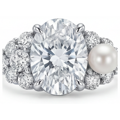Genuine South Sea Pearl Solitaire with Side Stones – front view