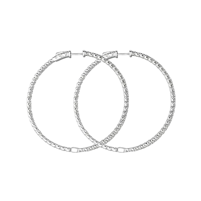 Sparkling 7.75 Carat Round Brilliant Natural Earth Mined Diamond Hoop Earring WG 14K