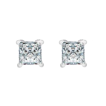 Sparkling Natural Earth Mined Diamonds Studs Earrings 14K Princess Cut 2.50 Carats
