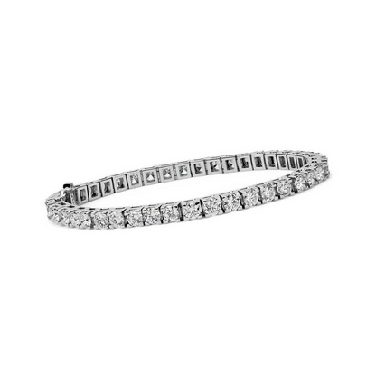 Sparkling Round Lab Grown Diamond Tennis Bracelet Solid White Gold 14K 8.40 Ct