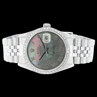 Ss Jubilee Bracelet Rolex Diamond Bezel Gray Roman Dial QUICK SET