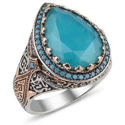 Handcrafted Halo Setting Ring – Turquoise 8.5 ct | HarryChadEnt