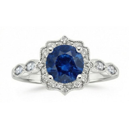 1.4 Ct Round Cut Sri Lanka Sapphire Gem Stone Ring