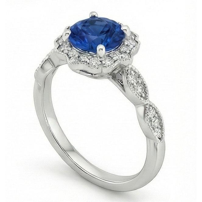 1.4 Ct Round Cut Sri Lanka Sapphire Gem Stone Ring
