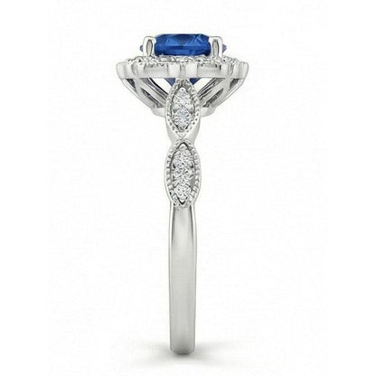 1.4 Ct Round Cut Sri Lanka Sapphire Gem Stone Ring