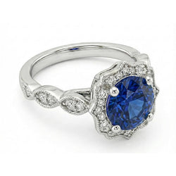 1.4 Ct Round Cut Sri Lanka Sapphire Gem Stone Ring