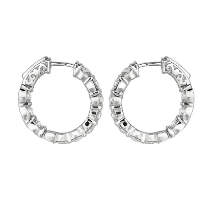 Round Brilliant 4 Carat Natural Earth Mined Diamond Earring 20 Pointer Hoop Jewelry WG 14K