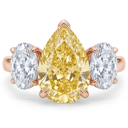 14K Rose Gold VVS Yellow Canary Diamond 3-Stone Ring 2 ct