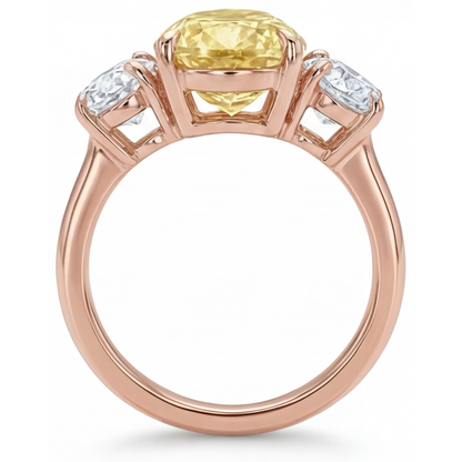 Pear Shape Yellow Canary Diamond ring in 14K Rose Gold – top view