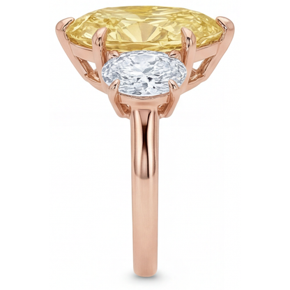 Brilliant Yellow Canary Diamond 3-Stone Ring 2 ct – back view