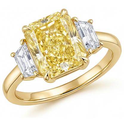 Earth-Mined Yellow Canary Diamond Gemstone Ring 3.25 ct 14K Yellow Gold – main view