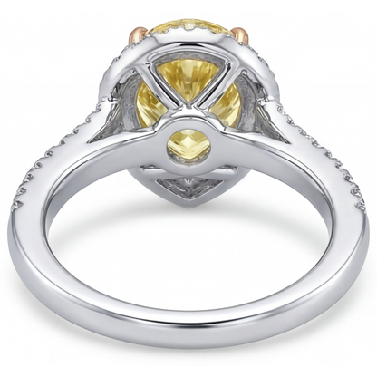 Halo Engagement Ring 14K Two Tone Gold with Yellow Canary Diamond – top view