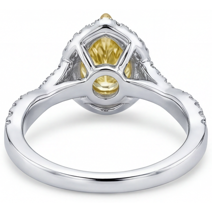 Genuine Yellow Canary Diamond Halo Ring – detail view