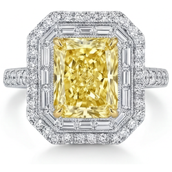 Genuine Pavé Yellow Canary Diamond Halo Ring 2.50 ct