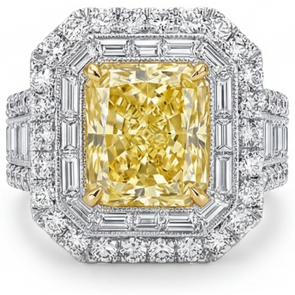 Yellow Canary Diamond Halo Ring 2-ct Two-Tone 14K Gold – main view