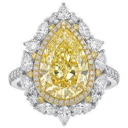 VVS Clarity Halo Setting Ring – Yellow Canary Diamond 3.25 ct 14K