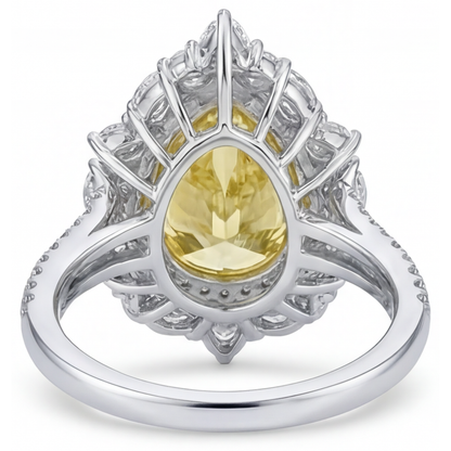 Handcrafted Yellow Canary Diamond Halo Setting Ring 3.25 ct – top view