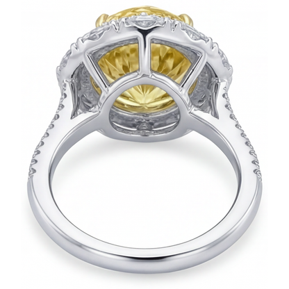 Authentic Yellow Canary Diamond Halo Setting Ring 3.50 ct 14K Two Tone Gold – side view