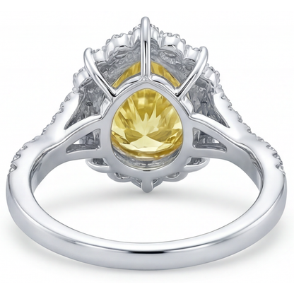 Real Yellow Canary Diamond Halo Setting Ring – back view