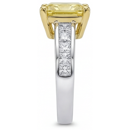 Natural Yellow Canary Diamond Halo Setting Ring – back view