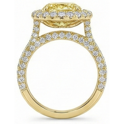 Oval Yellow Canary Diamond ring in 14K Yellow Gold – side view