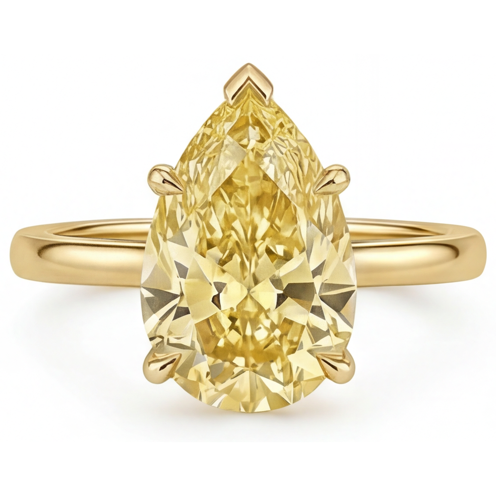 Authentic Yellow Canary Diamond Statement Ring – front view