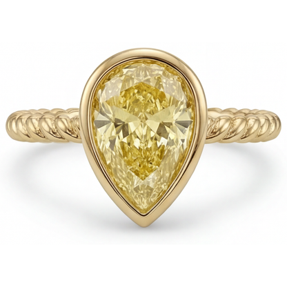 Natural Yellow Canary Diamond Statement Ring – profile view