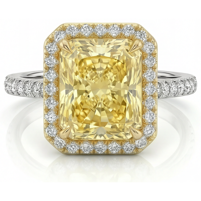 Radiant Yellow Canary Diamond ring in Two-Tone 14K Gold – main view