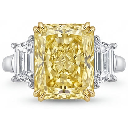 Bespoke Yellow Canary Diamond Trilogy Ring 2.5 ct – main view