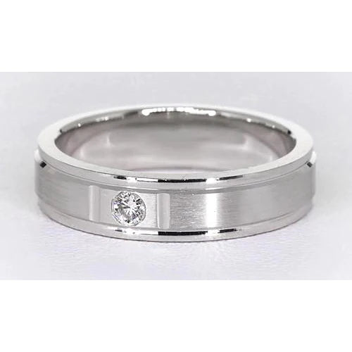 0.25 Carats Gypsy Round Brushed Finish Anniversary Band White Gold 14K
